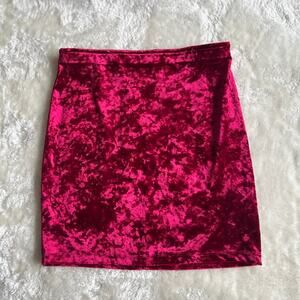 L’Atiste | Red Velour Short Mini Pencil Skirt | Size S